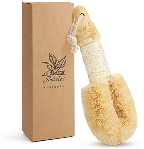 Wokelai Sisal Dry Body Brush,Dry Skin Brushing Body Brushes, Natural Bristle Exfoliating Brushes, Body Scrubber for Bath Shower to Improve Blood Circulation Reduce Cellulite