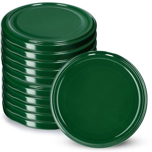 KADAX Jar Lids Ø 82 mm, Secure Metal Lids with Six Threads, Jar Seals Replacement, Twist Off Closure for Pickling and Preserving (Green, Set of 10)