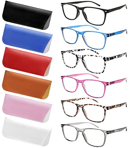 ZONLON 6 Pack Reading Glasses for Women Men, Spring Hinge Eyeglasses Blue Light Blocking Anti Eyestrain Computer Readers (6 Mix C1, 2.50, multiplier_x)