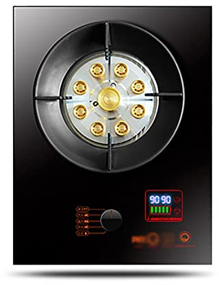 IBOWZ Piano Cottura a Gas Piano Cottura a Gas Piano Cottura a Gas da Incasso da 33 cm, fuochi Singoli a Potenza di Fuoco a Nove cavità da 6,0 kW, Piano Cottura in Vetro Nero, fornello da Cucina PE