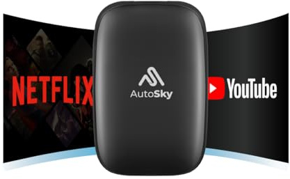 AutoSky AI Box Lite – Wireless CarPlay & Android Auto Adapter, Plug-and-Play, Fast Connection, Stable Performance, Stream Netflix & YouTube via Hotspot, Works with OEM Touchscreen