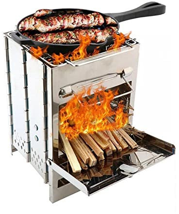 Wood Burning Stove for Camping, Portable Camping Wood Stove, Stainless Steel Backpacking Stove, Multi Fuel Camp Stove for Outdoor Cooking Traveling Picnic Hunting