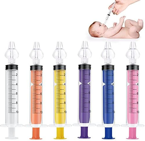 Vicloon Irrigatore Nasale, 6 Pezzi 10 ml Dispositivo di Risciacquo per Lavaggio Cavo Nasale con 6 Punta di Aspirazione in Silicone,Siringa per Lavaggi Nasali Bambini, Sicuro per il Naso, Colorato