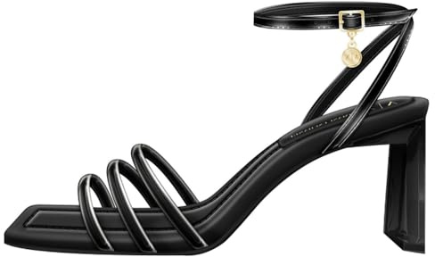 Armani Exchange Sandali da donna Dalia, Triple Band, cinturino alla caviglia, Nero, 39.5 EU