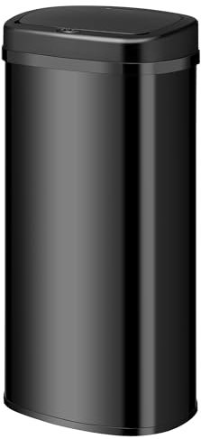 Juskys Poubelle automatique avec capteur de 70 L - poubelle électrique, détecteur de mouvement, couvercle automatique, étanche, rectangulaire, cuisine - noir
