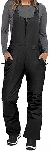 Alaurbeauty Damen Skihose Hosenträgerhose Outdoorhose Wasserdicht Winddichte Softshellhose Warme Gefütterte Schneehose Snowboardhose Skilanglaufhose Thermohose Wanderhose Ski Pant