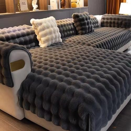 Sofa/Couch Überzug/überwurf, Sofa Überwurfdecke, Warmer Super Weicher Plüsch Sofabezug Für Sofa L Form/U Form/Ecksofa 3/2/1 Sitzer, Sofaschutz Hund Kratzschutz Katze ( Color : Dark gray , Size : 90x18