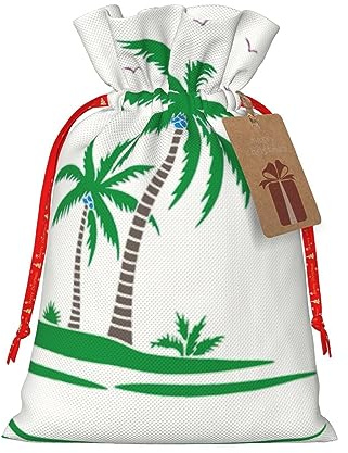 DURAGS Kokosnussbaum-Geschenktasche mit Kordelzug, schicke Stoff-Geschenktüte für Weihnachten – ideal für jeden Anlass