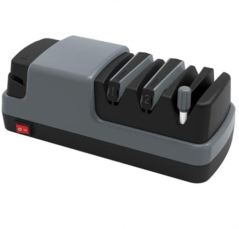 Aiguiseur Couteaux 4 en 1 Aiguiseur Avec Des Abrasifs 100% Diamantés Et Des Guides D'angle De Précision. Affuteur Couteau Electrique,Gray