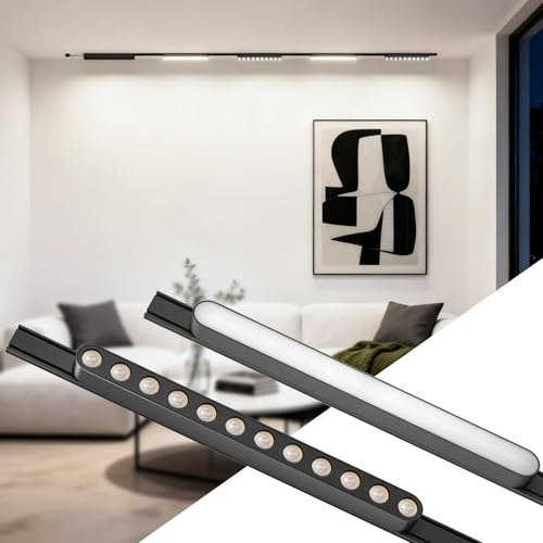 CREATESTAR Schienensystem lampen, Schienensystem Komplettset, Deckenspot Schienenstrahler für Innenbeleuchtung, Schiene zur Montage an Wand oder Decke, LED Wandstrahler für Wohnzimmer, Schlafzimmer