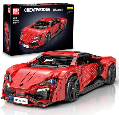Mould King 10117 MOC Technik Sportwagen Bausatz für Lykan Modellauto Technologie Klemmbausteine Bausatz Hochwertiges Sammler-Auto für Erwachsene (1311+ Bausteine Designer Firas Munir Abu-Jaber