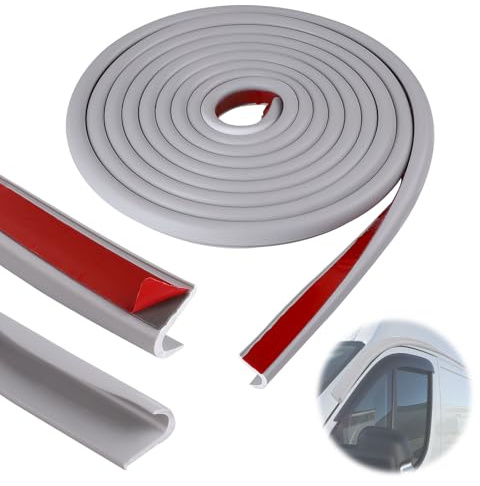 DBREAKS Riel de Goteo, 5M Canalón para Camper en Forma de J, PVC Drip Stop, Canalón Autoadhesiva, para Vehículos Camión Camper Caravanas(Gris)