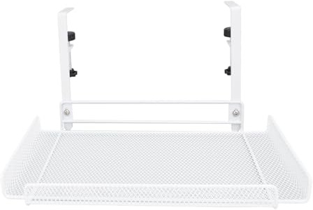 HUSHUI Under Desk Organizer,Clamp On Storage Shelf Basket Cable Management Tray for Wire Router Power Strip (White)