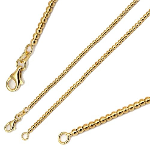 G & J Kugelkette Armband 585/14Karat Gelbgold 2,2-4,0mm 18-21cm Made in Germany (Kugel: 2,2mm, 21cm)