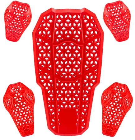 Pack de 5 Protecciones Rhomb Flex Series Nivel 2 CE + UK CA de Keep Tech Protection. KT253 x1, KT211 x2, KT212x2. (Rojo Flúor, S)