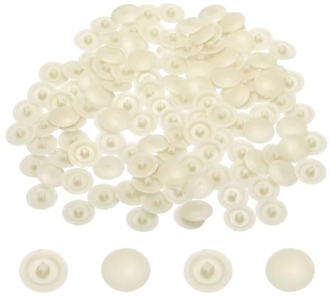sourcing map Screw Caps, 108Pcs 12mm - Plastic Self-Tapping Screw Cap Covers, Decorative Cover Hole Plug for Diameter 7-8mm Flat Phillips Screw (Snow White)