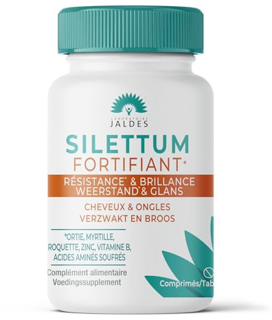 SILETTUM Fortifiant Boîte de 60 Comprimés | Agit pour des Cheveux et Ongles Forts, Résistants et plein de Vigueur | Pour Cheveux et Ongles Fragilisés et Cassants | Laboratoire Jaldes