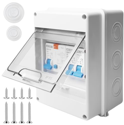 Scatola dei fusibili da 220 V, impermeabile, IP65, piccolo distributore da parete con interruttore dell'aria 10 A+10 A, scatola dei fusibili con interruttori, porte AC 32 A, per casa e ufficio, 5
