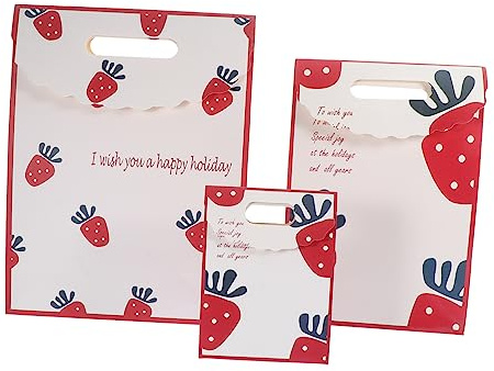 FRCOLOR 2 Sätze Erdbeer-einkaufstasche Snack-tasche Handtaschen Aus Papier Verpackungsbeutel Aus Papier Aufbewahrungssack Storage Pockets Geschenkbeutel Handtaschen Verpacken 3 Stück * 2