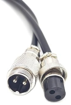3,28 ft GX16 2 pin maschio a femmina cavo aeronautico, GX16 2 pin femmina a maschio connettore cavo elettrico piastra di montaggio cerchio metallo adattatore cavo per navi 18AWG (1 metro)