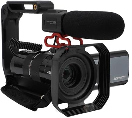 4K-videokamera med 3,5-tums IPS-pekskärm, 30x zoom, anti-shake videobandspelare kamera för digital videoinspelning, objektivhuva mikrofon