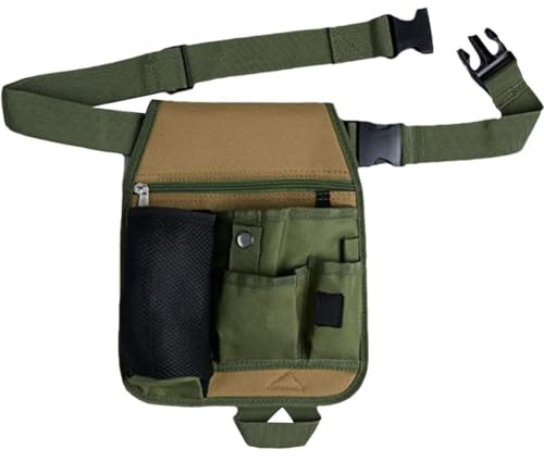 Garden Tool Pouch, Garden Tool Belt, Lightweight Tool Pouch with Pockets and Zipper, Utility Belt Canvas Tool Bag with Adjustable Waist Belt, Waist Tool Bag Apron for Women Men