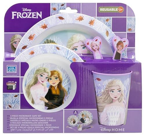 SET MICRO 5 PCS (PLATO, CUENCO, VASO Y CUBIERTOS) EN CAJA FROZEN AUTUM LEAVES