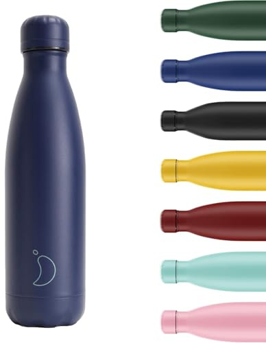 Chilly's Original Trinkflasche - Isolierflasche aus Edelstahl, Wiederverwendbare Thermoflasche für heiße & kalte Getränke - Auslaufsicher, kein Schwitzen - All Navy, 500ml