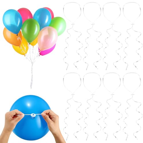 120 chiusure per palloncini a elio con corda, nastro bianco con chiusura a mongolfiera, con chiusura rapida, chiusura per feste, matrimoni, compleanni