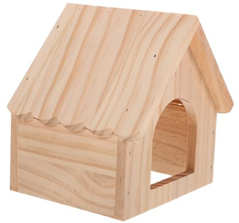 Hemobllo Maisonnette en Bois pour Cochons d'Inde et Petits Rongeurs, Refuge Confortable et Sécurisé Plateforme de Jeu, Design Unique et Adorable