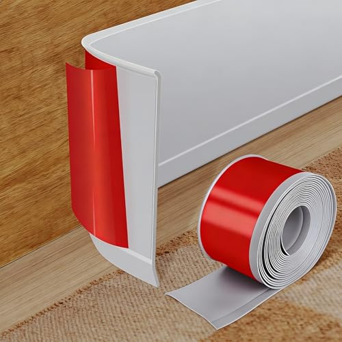 Midslinee Plinthe Souple Autoadhésive en PVC, Gris Plinthe Plinthe Adhesive 2M x 10CM, Bande Décorative Flexible pour Cuisines, Salles de Bains et Salons