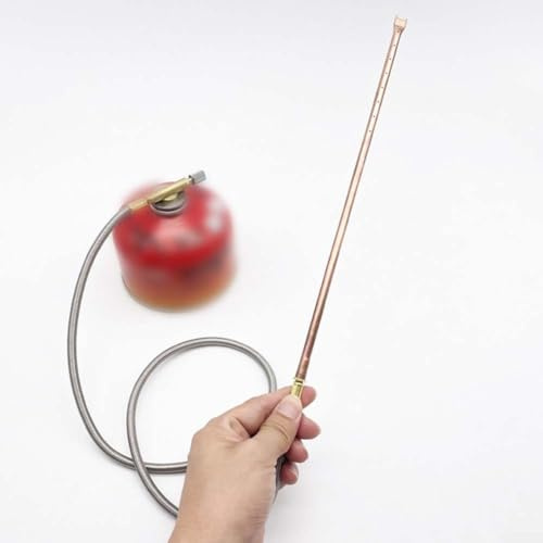 Bärbar koppar camping eldstartare, handhållen brandstartare utomhus med flera gaspunkter och läckagesäker extruderingsfog, för grill (30 cm)