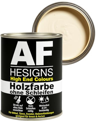 Alex Flittner Designs Möbelfarbe ohne Schleifen Ivory Cream - seidenmatt | Kein Schleifen nötig - Direkte Anwendung auf alten Anstrichen, Holz, MDF oder lackierten Oberflächen - spart Zeit & Arbeit.