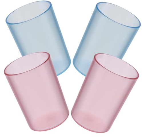 SOIMISS 4 Pezzi Bicchieri da Bagno Trasparenti Riutilizzabili per Collutorio e Spazzolino capacità Grande Materiale Plastica Sicura Porta Spazzolino e Tazza per Lavarsi Design Semplice e