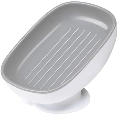 TOYANDONA Porta Sapone da Bagno con Ventosa Autodrenante in Ps per Lavandino e Lavanderia, Supporto Multiuso Elegante che Mantiene il Sapone in Ordine