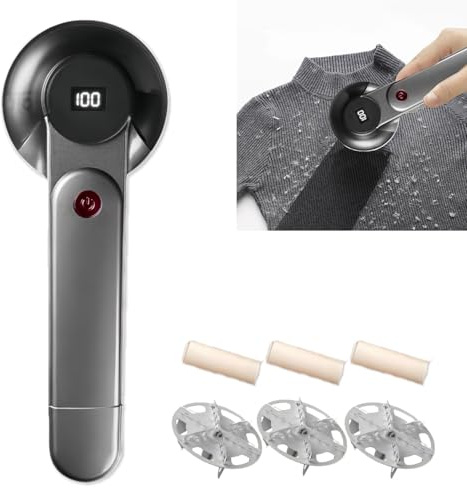 CASA Corner Éliminateur de Peluches Remover Pro 2.0, 2-en-1Rasoir Anti-Bouloches Rechargeable pour Vêtements, Pulls et Tissus, avec 3 Têtes de Coupe et 3 Rouleaux Adhésifs (Gris)