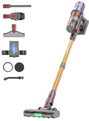 Dsoope YU7 Max Cordless Vacuum Cleaner 650W 80Min 55kPa Powerful Suction Stick Vacuum, Anti-Tangle, Touch Screen, Self-Standing Lightweight Wireless Vac for Home Pet Hair Carpet Hard Floors