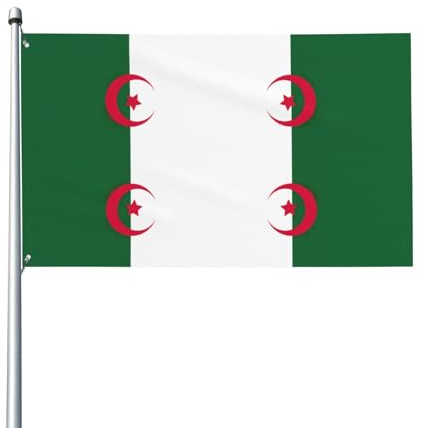 Drapeau de l'Algérie imprimé drapeau de l'Algérie 9,5 x 1,5 m Bannière de vœux pour jardin, cour, décoration de fête intérieure ou extérieure