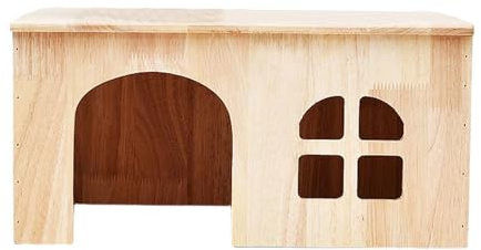 Holzhaus für Kleintiere – Chinchillakäfig mit und Tür, belüftetes Tierheim, vielseitiger Platz für Ruhe und Spiel, stabile Konstruktion aus Naturholz, Design