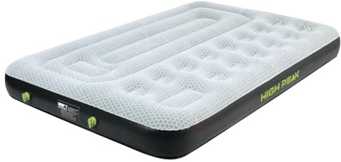 High Peak Luftbett 2 Personen mit integrierten Pumpen und Doppelkammer | Anti-Rutsch-Pads, Doppelventil, Dual-Zonen-Liegefläche, pflegeleicht, 198x137x22cm, bis 250kg, für Zelt, Zuhause, Reisen