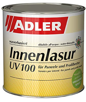 ADLER Lasure pour l'intérieur UV 100 - 750ml - Lasure pour bois incolore et écologique, respirante à base d'eau, convient pour les pièces d'habitation, avec protection contre le jaunissement
