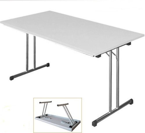 KLAPPTISCH Besprechungstisch Kantinentisch Verkaufstisch Schreibtisch 120x80 Lichtgrau/Stahl-Gestell chrom 350590