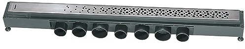Wirquin 30723951 Caniveau douche à l'italienne Venisio L.700 mm avec grille Soda en inox largeur 43 mm design gouttes d'eau, chromé