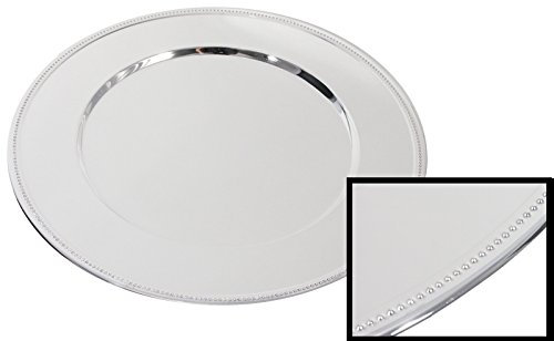 Sottopiatto con bordo perlato, aperta in acciaio argentato, antiossidante, con bordo flangiato/Ø esterno/interno: 30/19 cm | erk