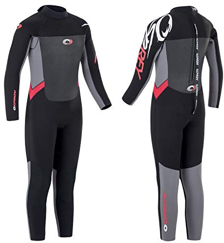 Osprey Boys' 5 Mm Full Length Winter Wetsuit for Kids, Black Red, M Tall UK