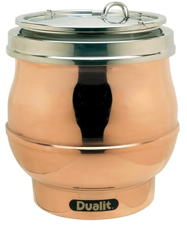 Dualit 11 Litre Hotpot Soup Kettle - Large Soup Kettle - Wet and Dry Heat - Hand Built in the UK - Stainless Steel -Hinged removable Stainless Steel Lid - Copper