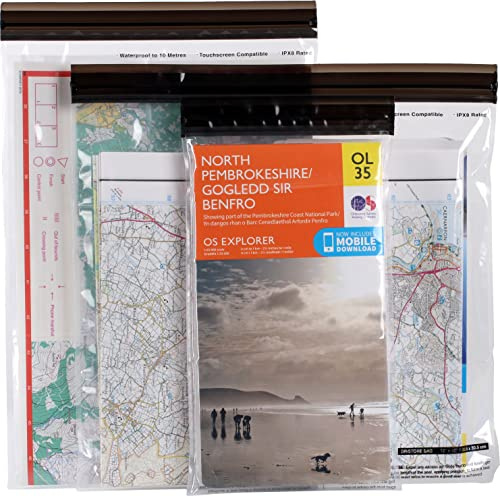 Lifeventure DriStore LocTop Waterproof Bags (3-Pack) for Maps Waterproof Dry Bags for Large Items Mobile Phone Pouch Map Holder Kayak Military Sailing Holiday