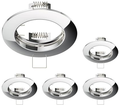ledscom.de 5 cadres d'encastrement au plafond CIRC, rond, chrome brillant