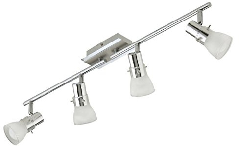 Trango 4-flammig 1007-48 LED Deckenleuchte - Chrom-Optik gebürstet *FREYA* inkl. 4x E14 LED Leuchtmittel 3.000K warmweiß Badleuchte, Flurleuchte, Küchenleuchte, Schwenkbare Deckenlampe, Kronleuchter