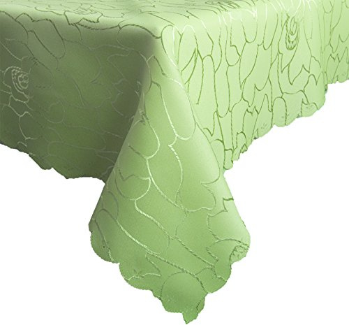 Damast Tischdecke 130x320cm Tischtuch Tischwäsche Tafeltuch Jacquard Oval Silver (Pistaziengrün)